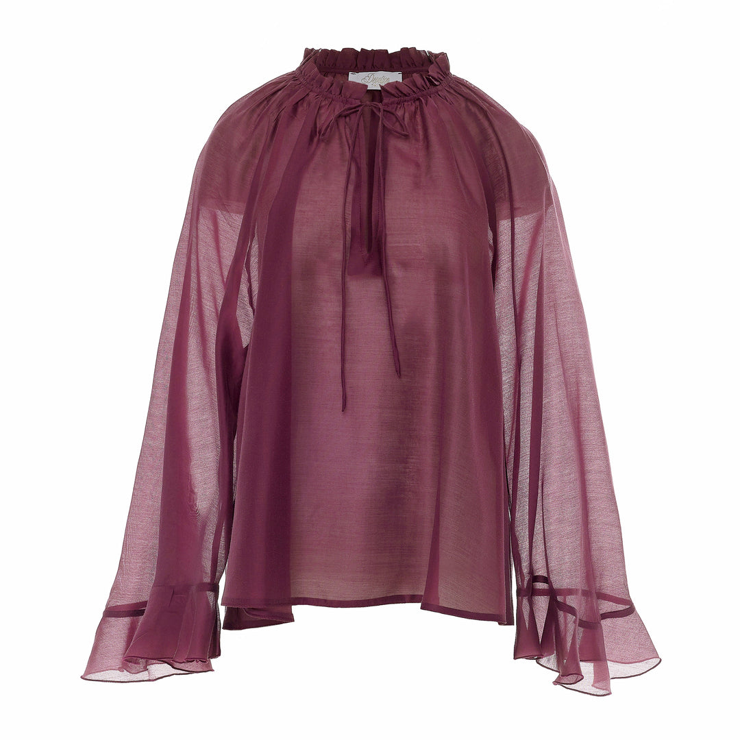 Devotion Twins VELVET grena blouse met flare mouwen 026.006G
