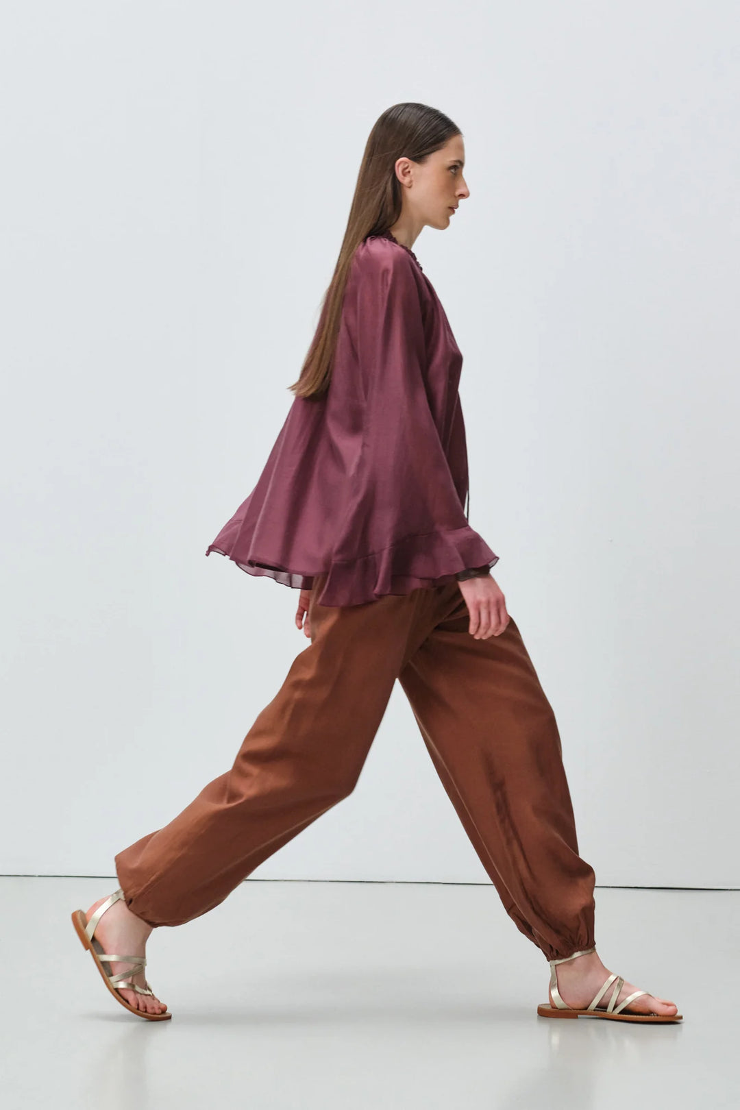 Devotion Twins VELVET grena blouse met flare mouwen 026.006G