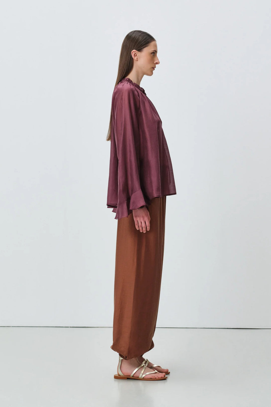Devotion Twins VELVET grena blouse met flare mouwen 026.006G