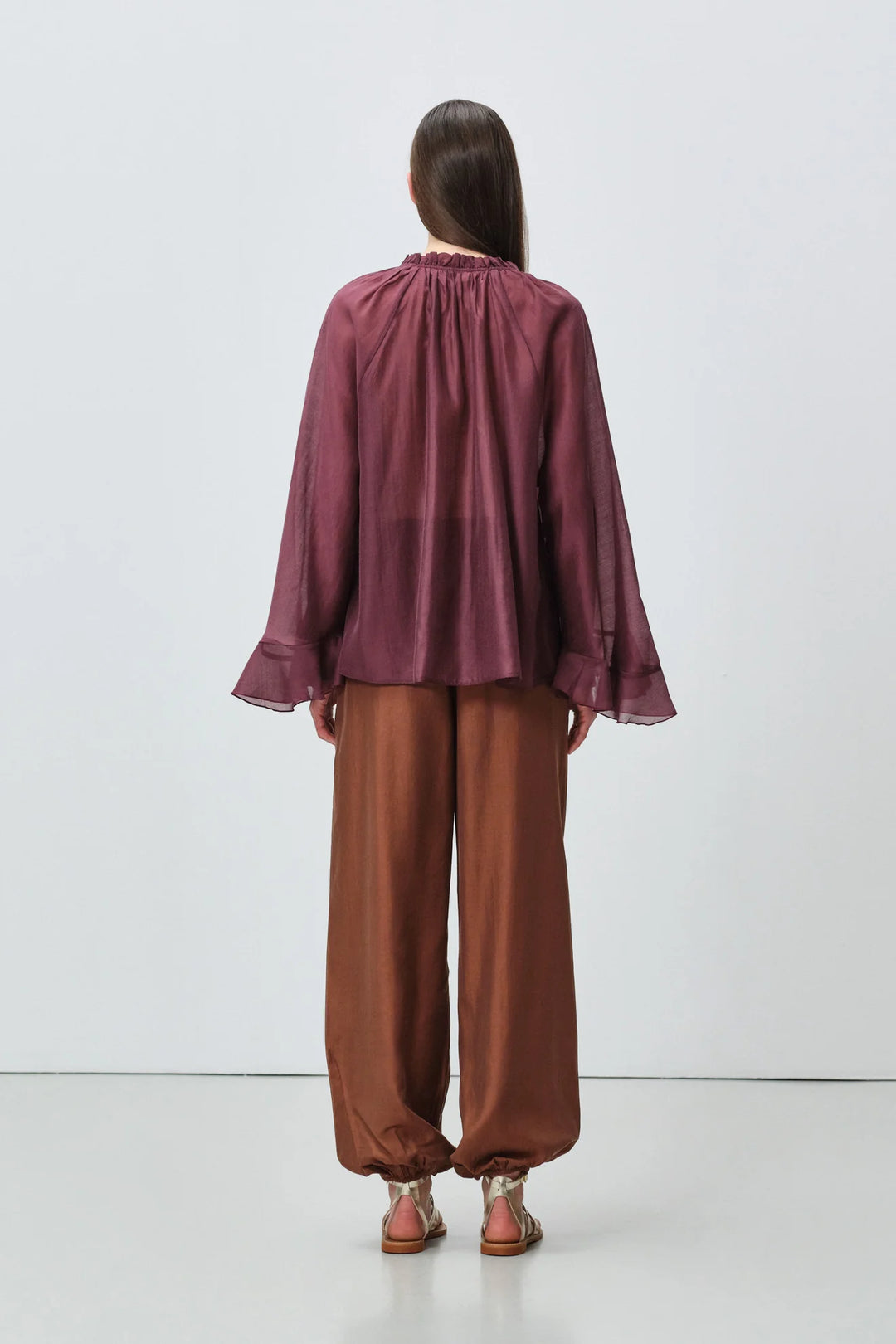Devotion Twins VELVET grena blouse met flare mouwen 026.006G