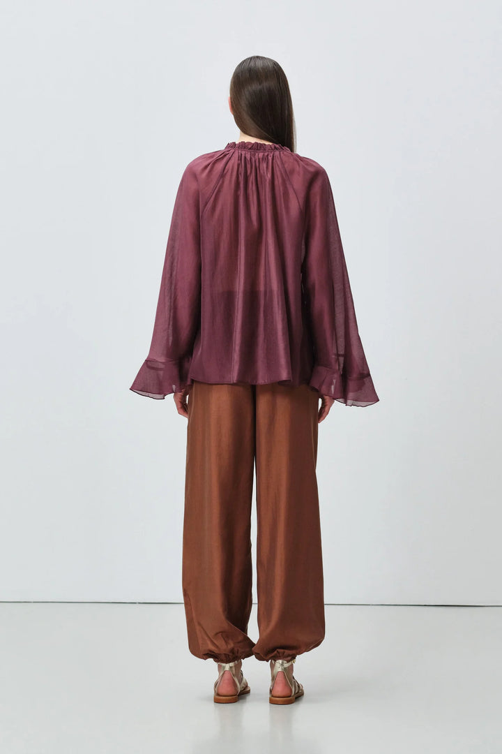 Devotion Twins VELVET grena blouse met flare mouwen 026.006G
