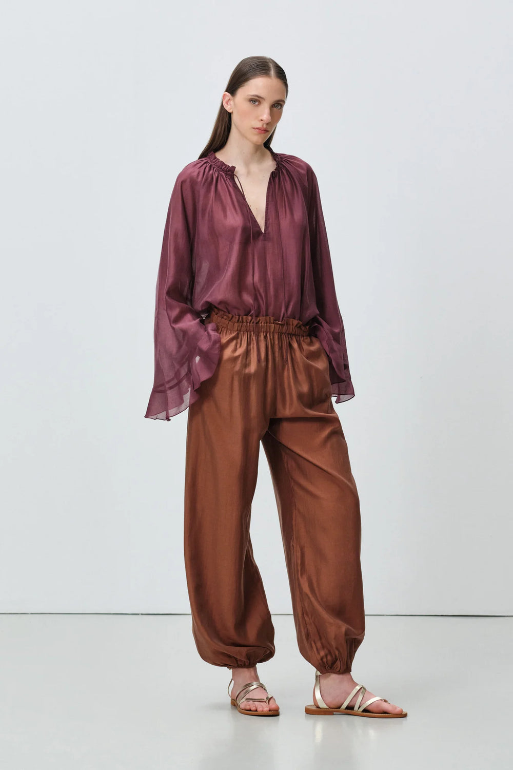 Devotion Twins VELVET grena blouse met flare mouwen 026.006G