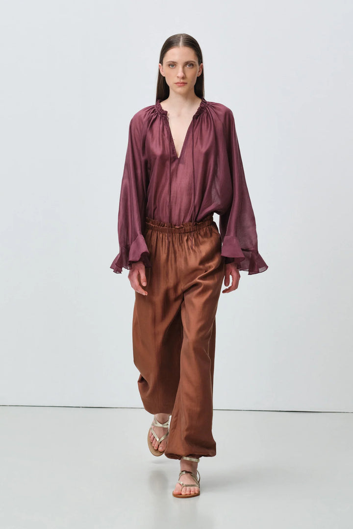 Devotion Twins VELVET grena blouse met flare mouwen 026.006G