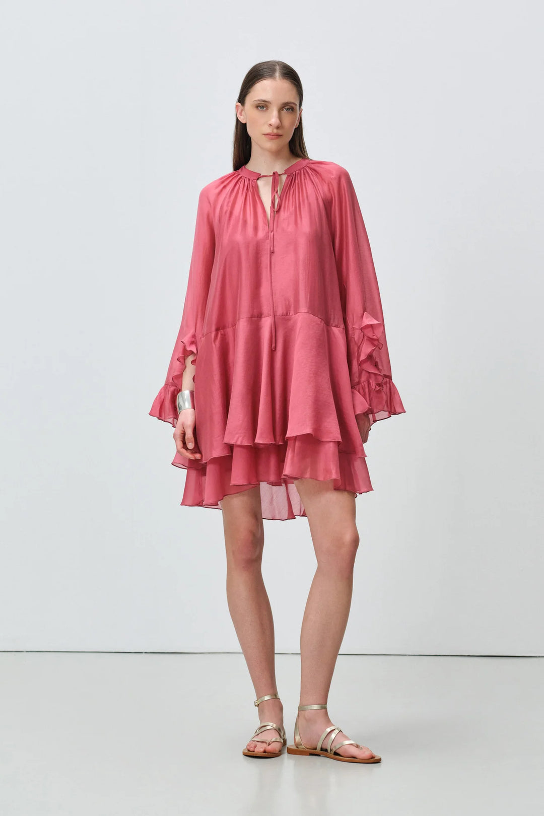 Devotion Twins SHEEN Dress Ruffle Lyocell Rosewine 026.305G