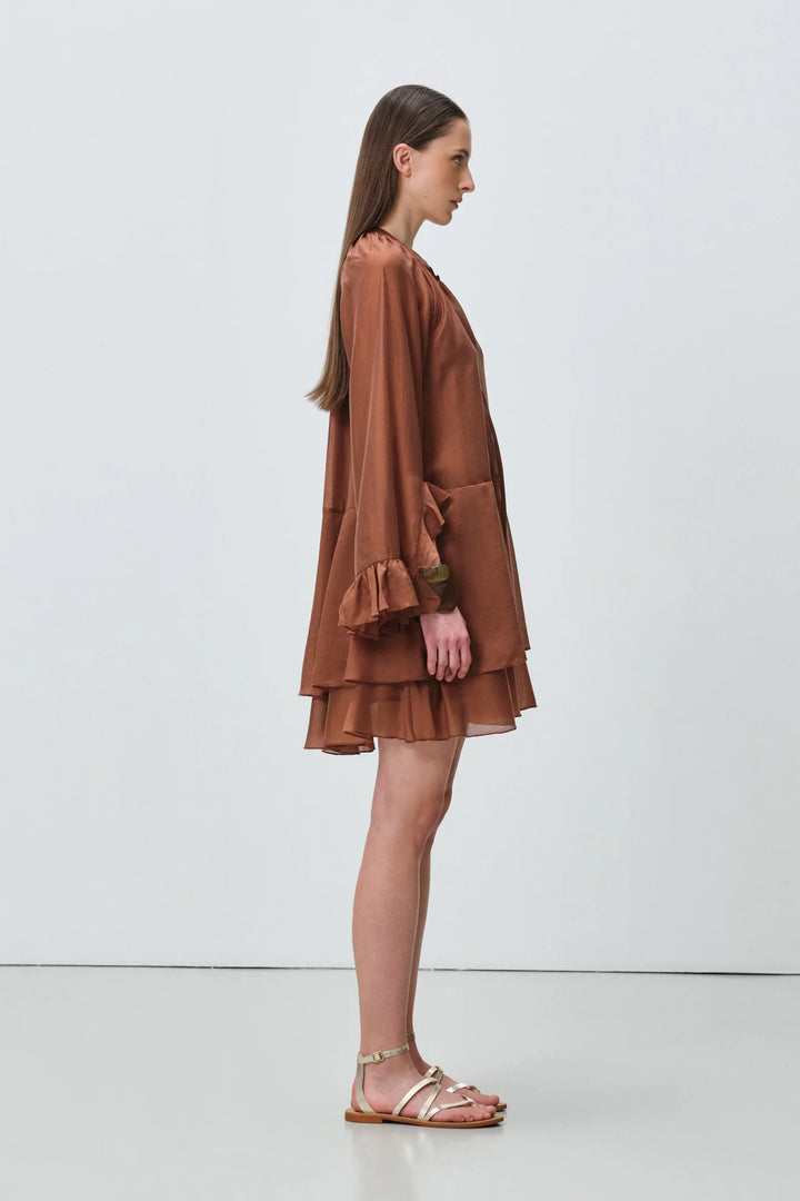 Devotion Twins SHEEN Dress Ruffle Lyocell Brown 026.305G