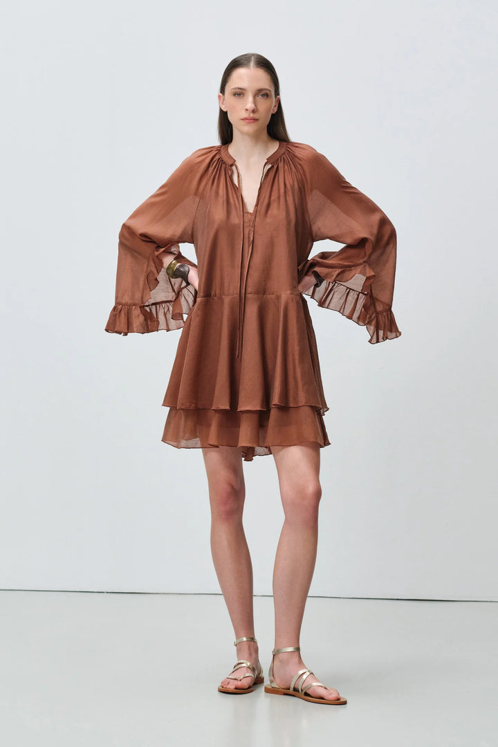 Devotion Twins SHEEN Dress Ruffle Lyocell Brown 026.305G