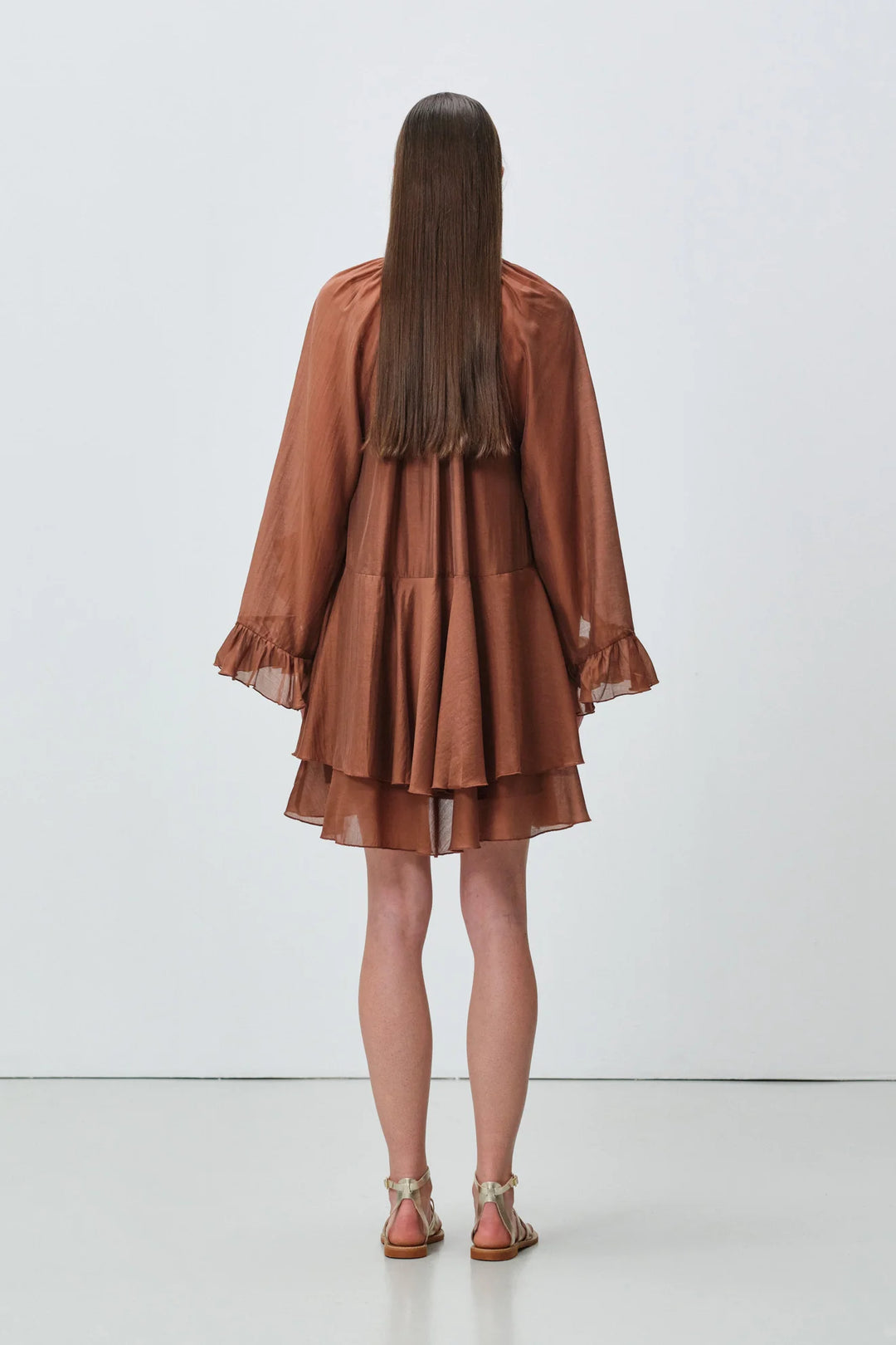 Devotion Twins SHEEN Dress Ruffle Lyocell Brown 026.305G