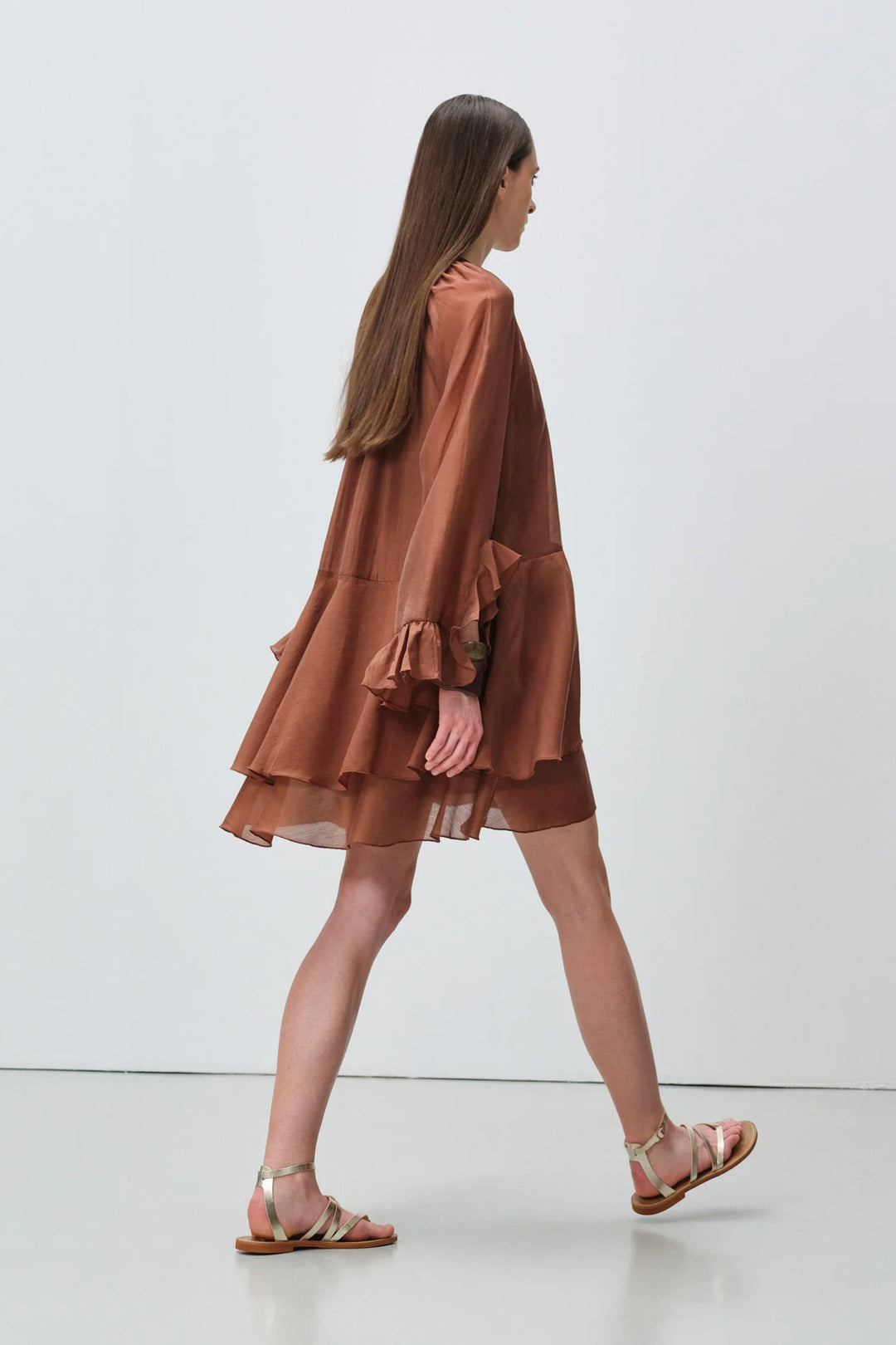 Devotion Twins SHEEN Dress Ruffle Lyocell Brown 026.305G