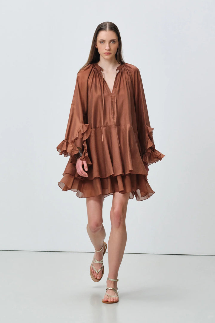 Devotion Twins SHEEN Dress Ruffle Lyocell Brown 026.305G
