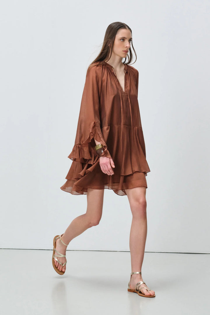 Devotion Twins SHEEN Dress Ruffle Lyocell Brown 026.305G