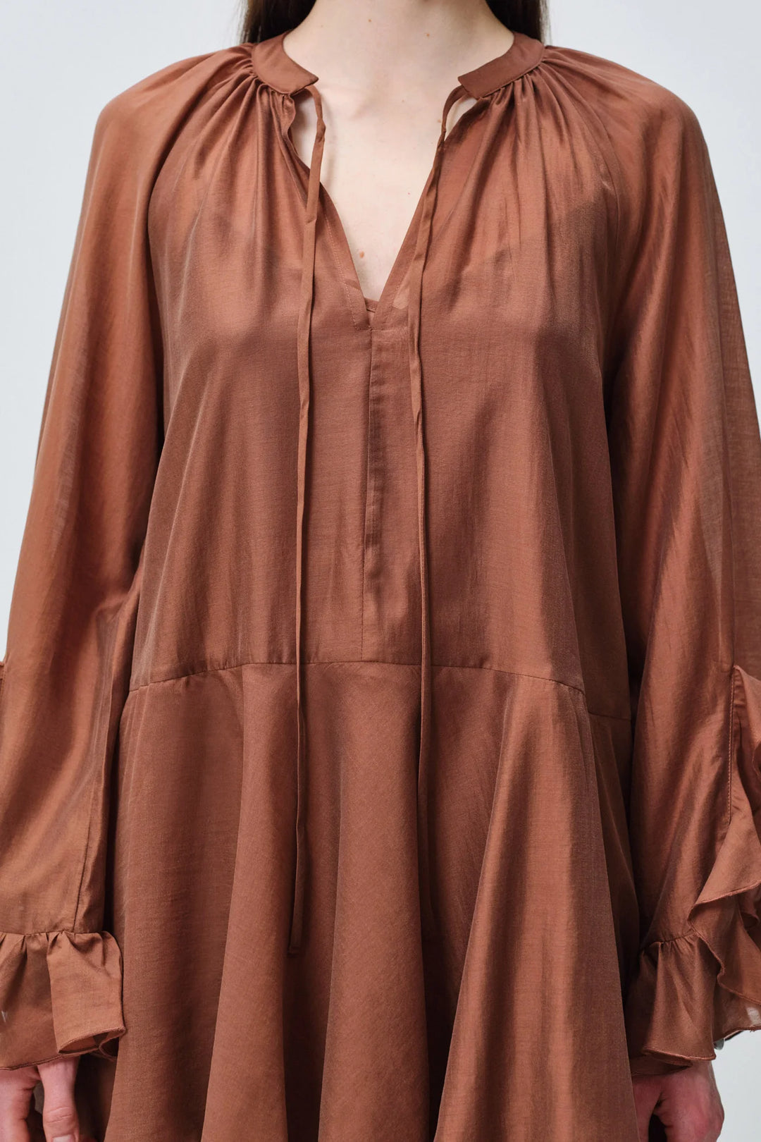 Devotion Twins SHEEN Dress Ruffle Lyocell Brown 026.305G