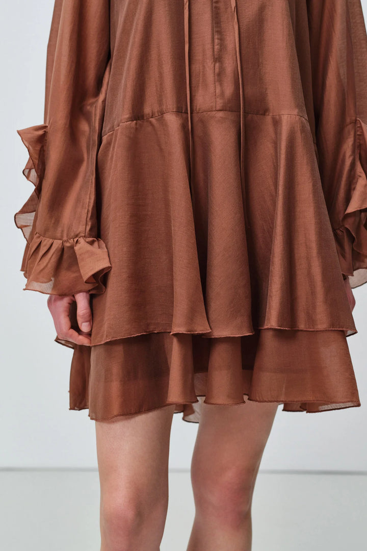 Devotion Twins SHEEN Dress Ruffle Lyocell Brown 026.305G