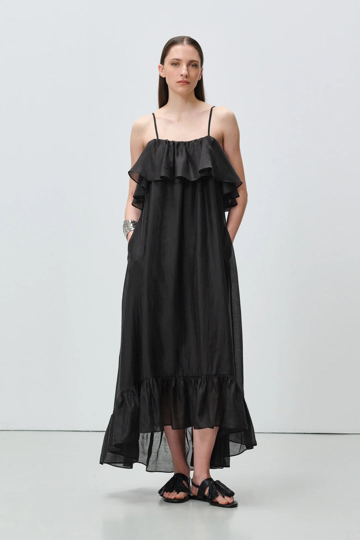 Devotion Twins AURA Dress With Ruffle Lyocell Black 026.307G