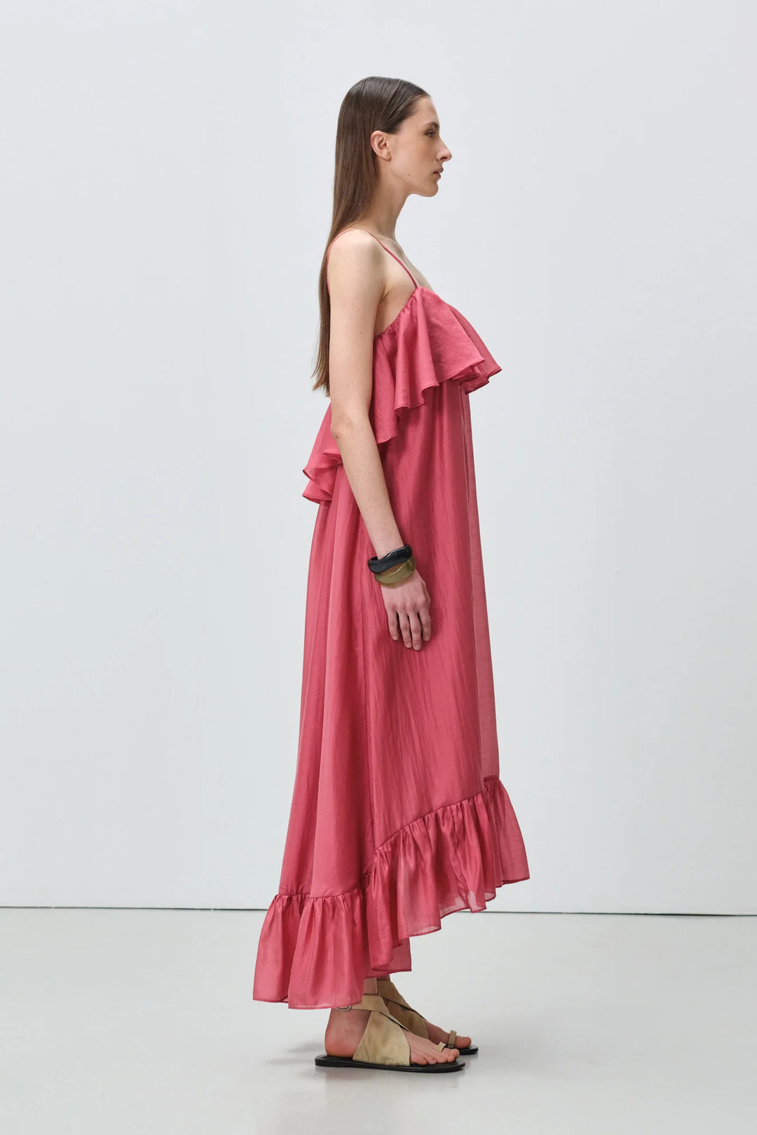 Devotion Twins AURA Dress With Ruffle Lyocell Rosewine 026.307G