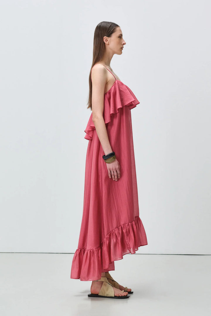 Devotion Twins AURA Dress With Ruffle Lyocell Rosewine 026.307G
