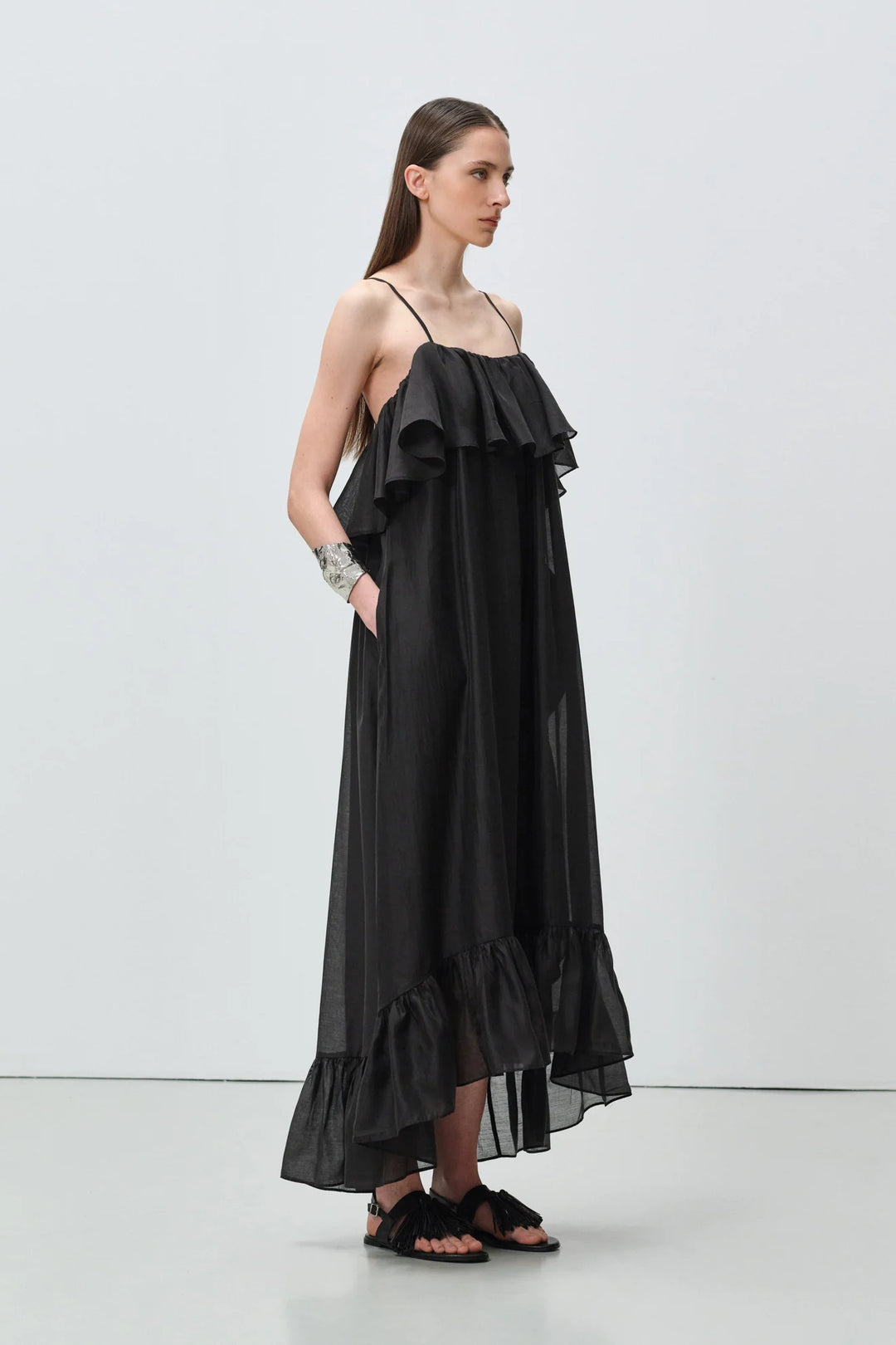 Devotion Twins AURA Dress With Ruffle Lyocell Black 026.307G
