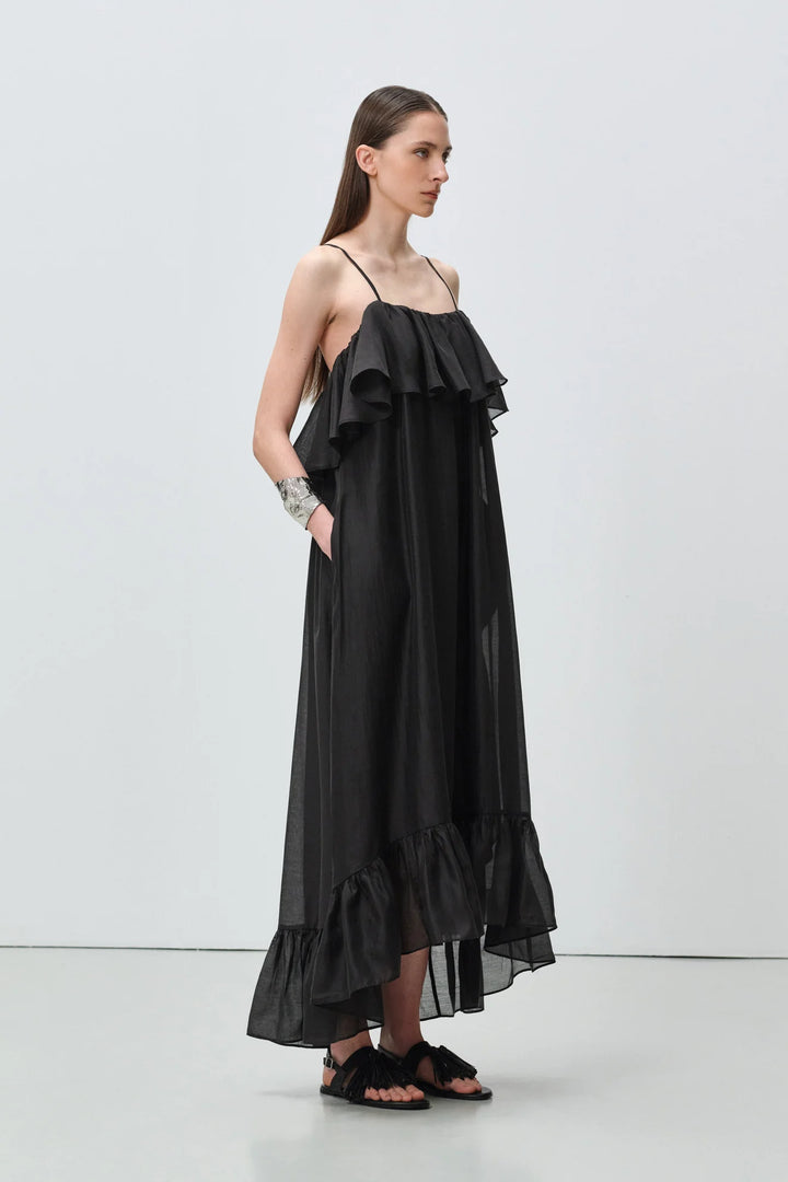 Devotion Twins AURA Dress With Ruffle Lyocell Black 026.307G