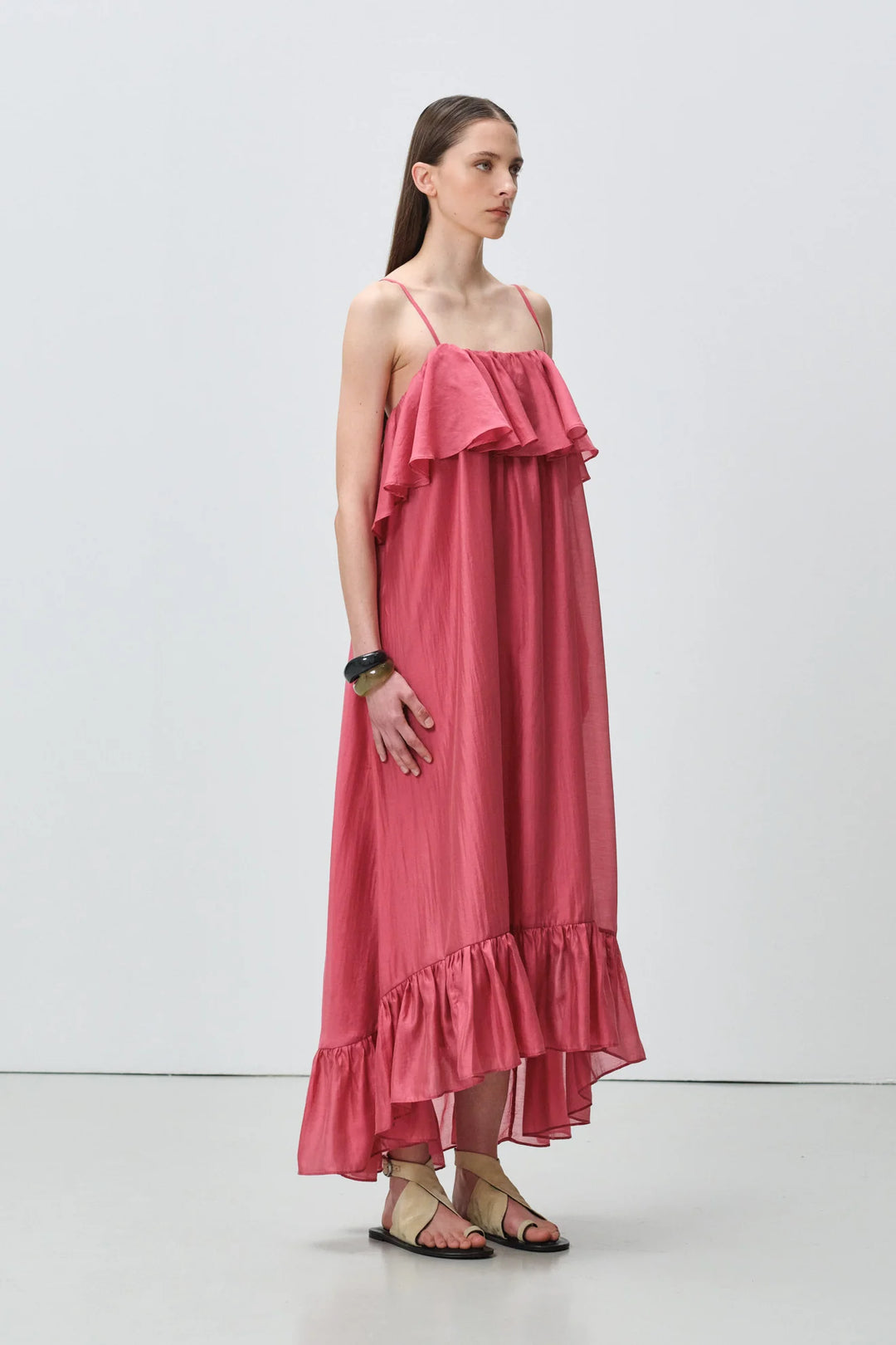 Devotion Twins AURA Dress With Ruffle Lyocell Rosewine 026.307G