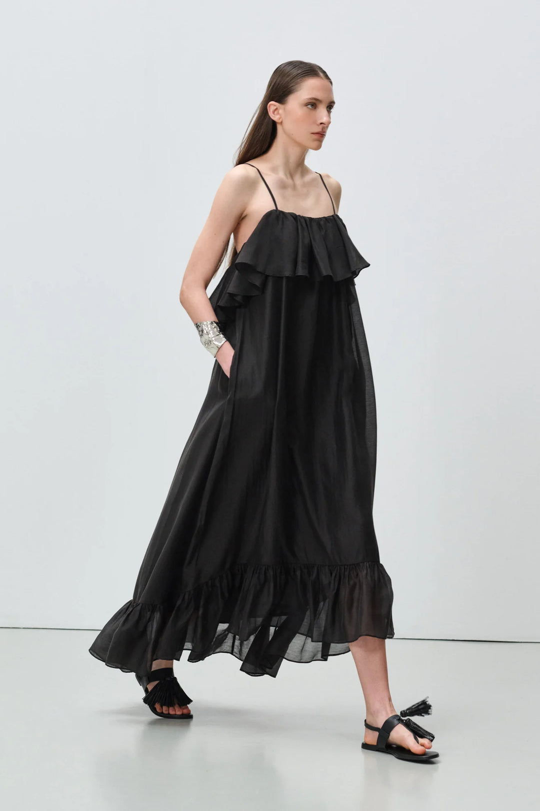 Devotion Twins AURA Dress With Ruffle Lyocell Black 026.307G