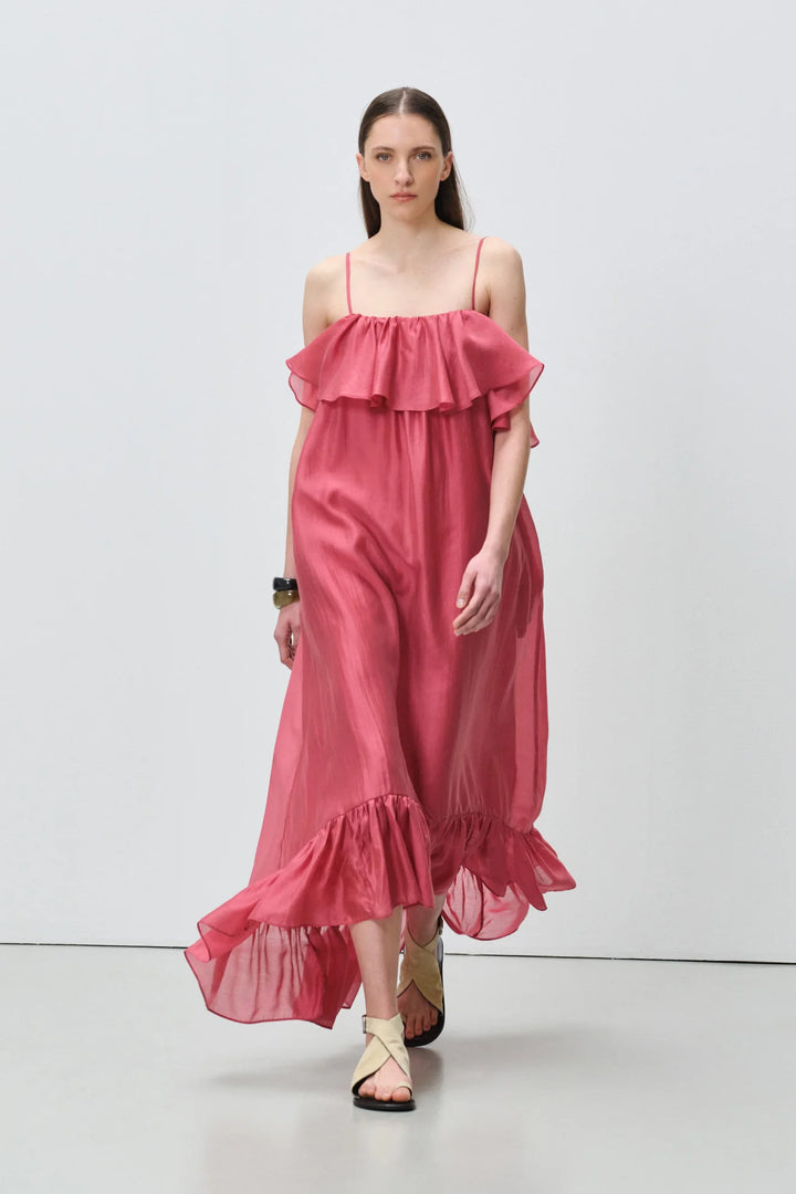 Devotion Twins AURA Dress With Ruffle Lyocell Rosewine 026.307G