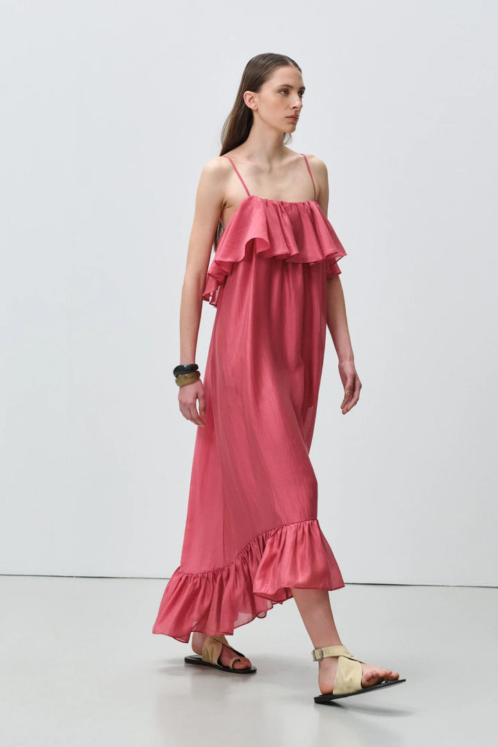 Devotion Twins AURA Dress With Ruffle Lyocell Rosewine 026.307G