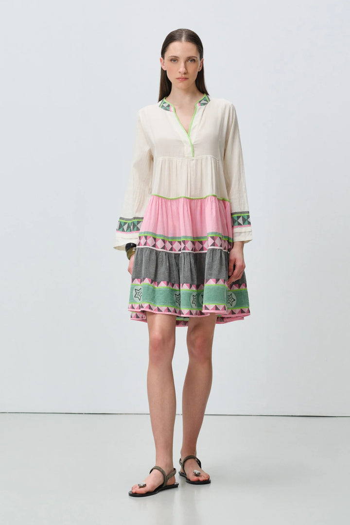 Devotion Twins ELLA 3 Dress Jacquard Green/Pink 026.333G