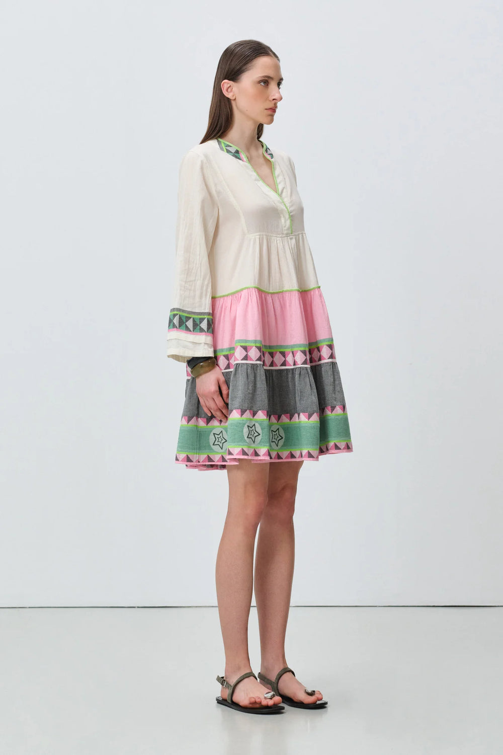 Devotion Twins ELLA 3 Dress Jacquard Green/Pink 026.333G
