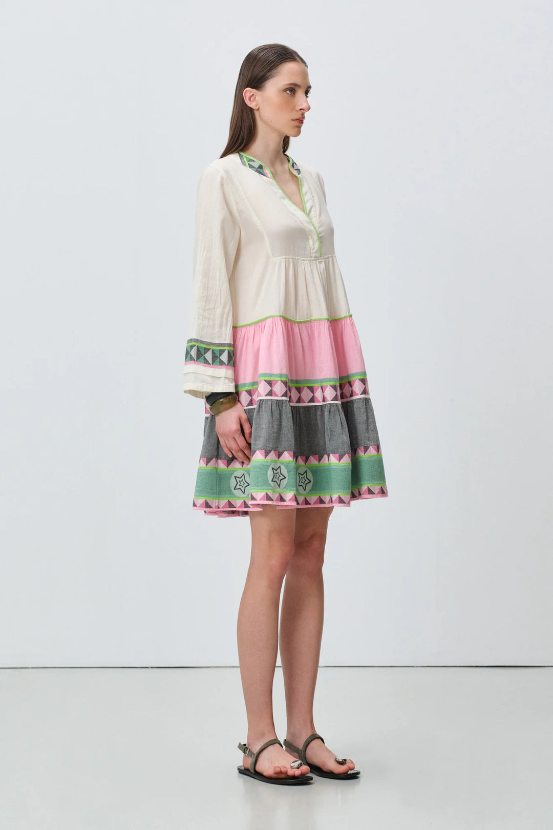 Devotion Twins ELLA 3 Dress Jacquard Green/Pink 026.333G