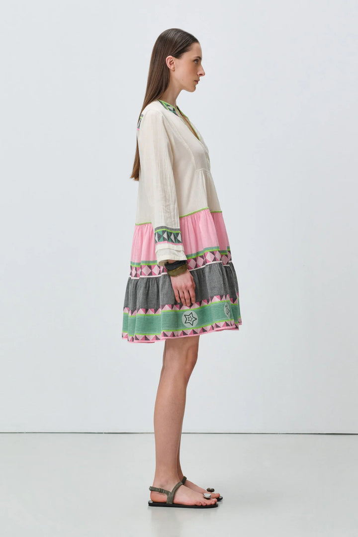Devotion Twins ELLA 3 Dress Jacquard Green/Pink 026.333G