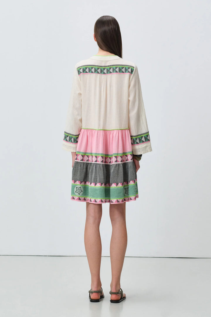 Devotion Twins ELLA 3 Dress Jacquard Green/Pink 026.333G