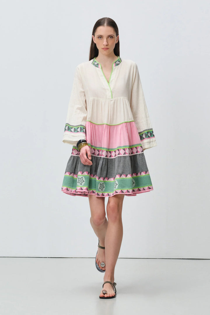 Devotion Twins ELLA 3 Dress Jacquard Green/Pink 026.333G