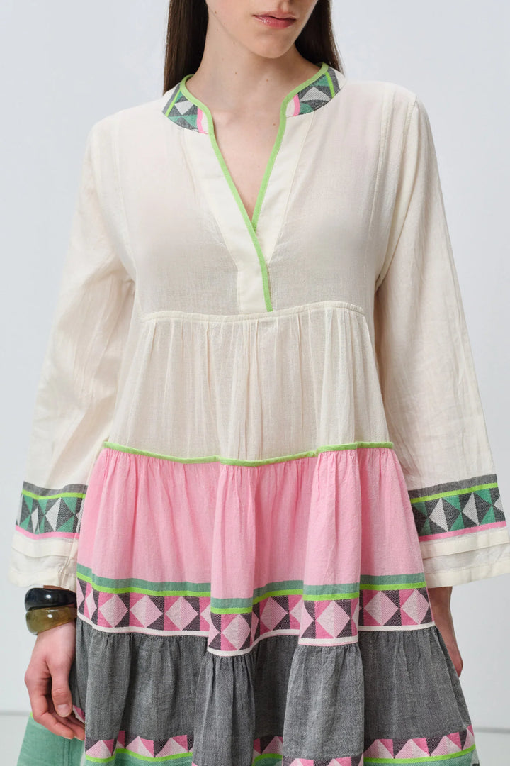 Devotion Twins ELLA 3 Dress Jacquard Green/Pink 026.333G