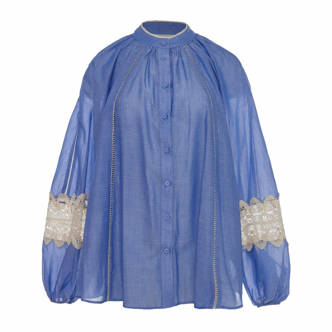 Devotion Twins blouse met ballonmouwen en kant 026.001G