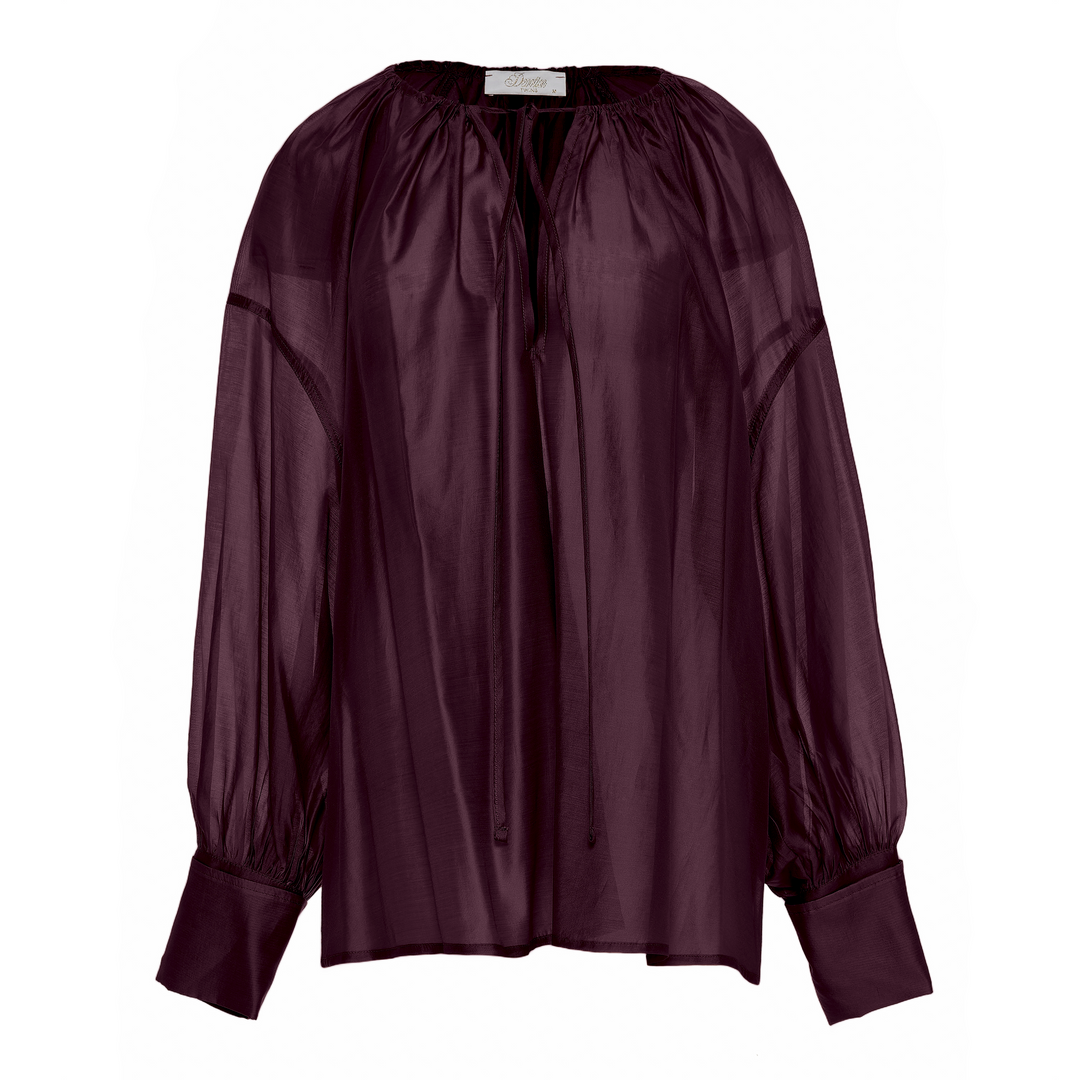 Devotion Twins SATIN grena blouse met ballonmouwen 026.004G