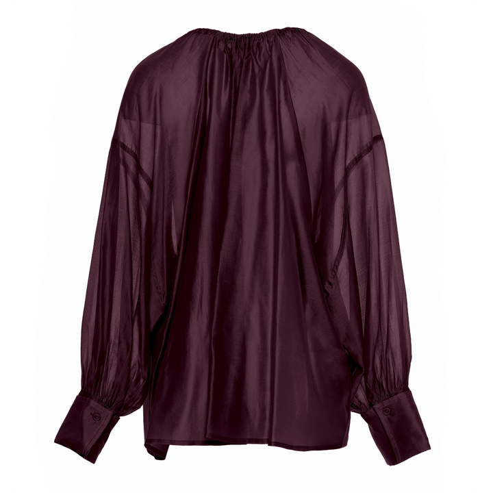 Devotion Twins SATIN grena blouse met ballonmouwen 026.004G