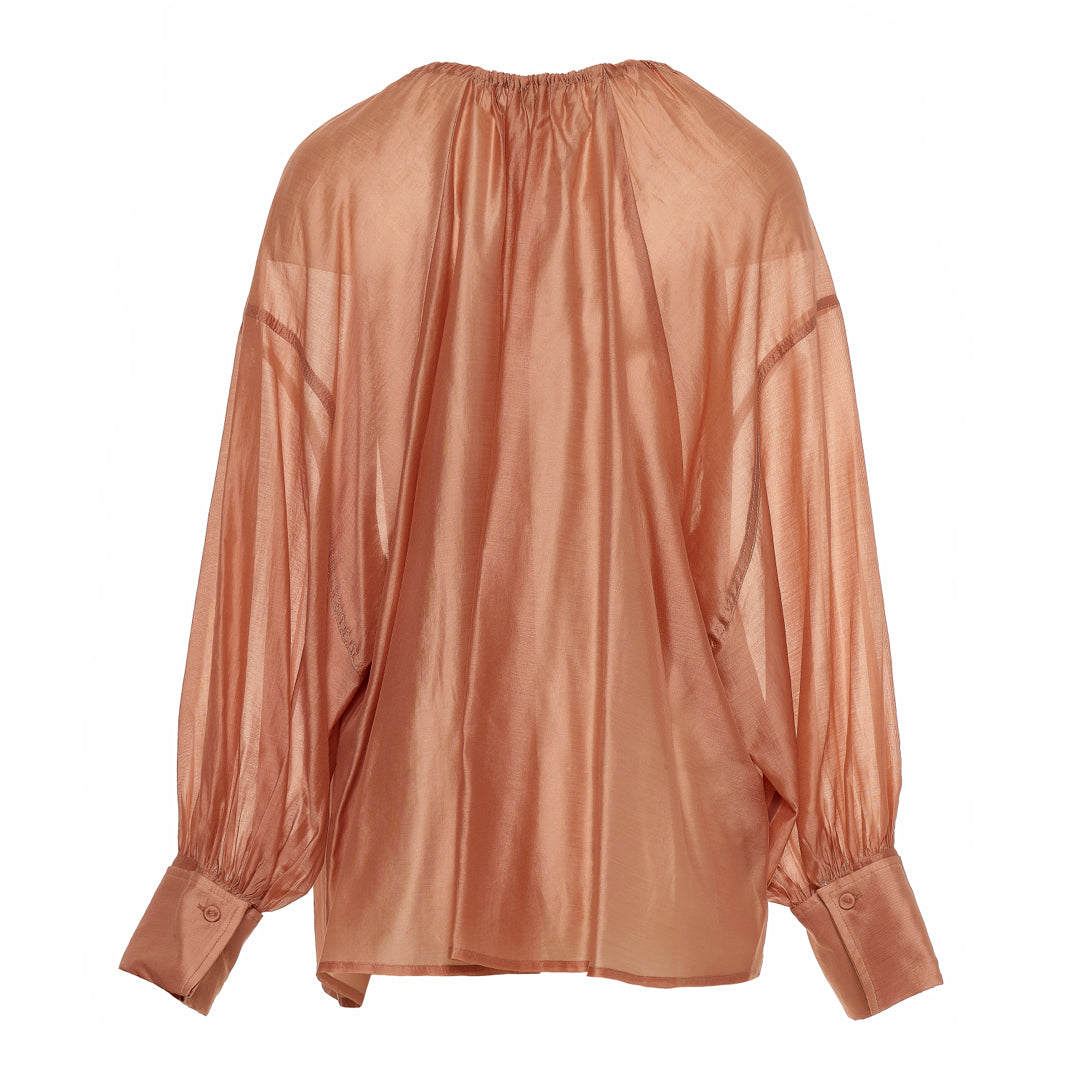Devotion Twins SATIN powder blouse met ballonmouwen 026.004G