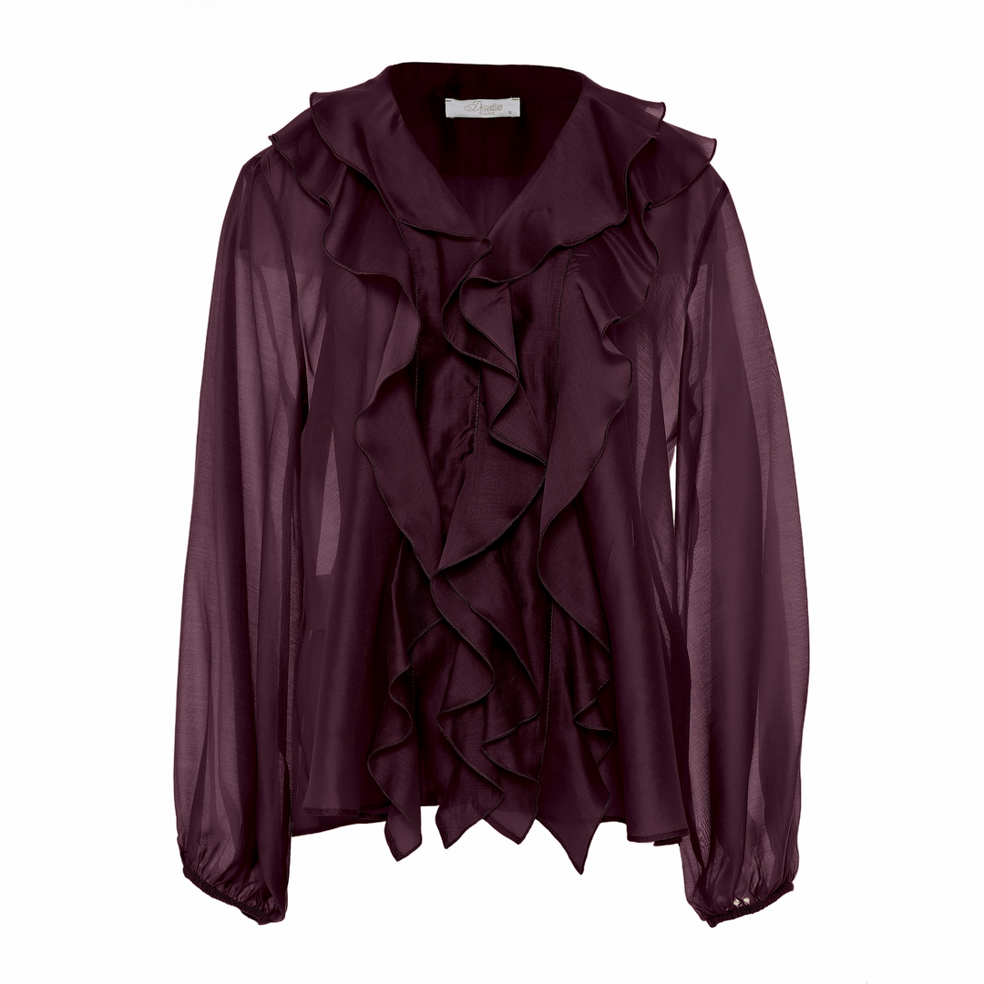Devotion Twins grena blouse met ruches in lyocellblend 026.005G