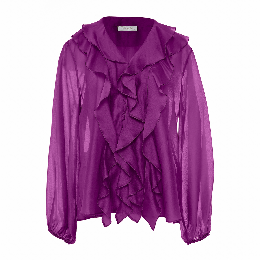 Devotion Twins violet blouse met ruches in lyocellblend 026.005G