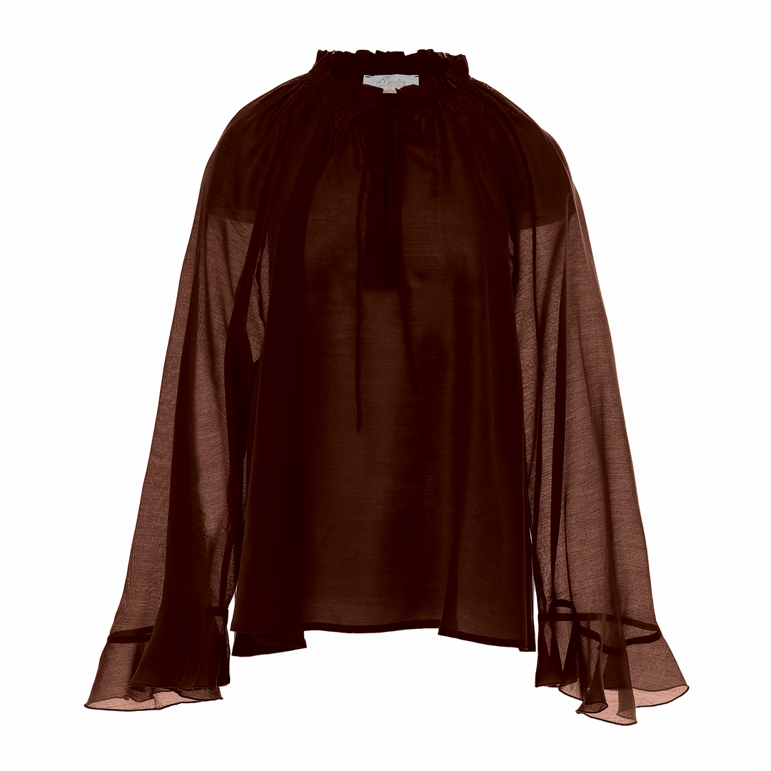 Devotion Twins VELVET brown blouse met flare mouwen 026.006G