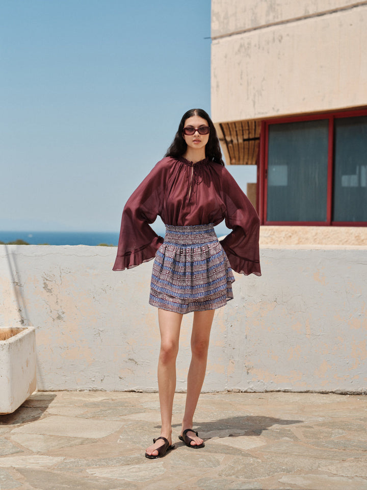 Devotion Twins VELVET grena blouse met flare mouwen 026.006G