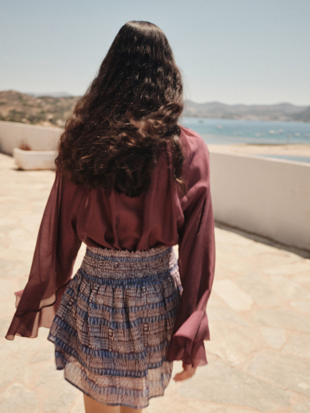 Devotion Twins VELVET grena blouse met flare mouwen 026.006G