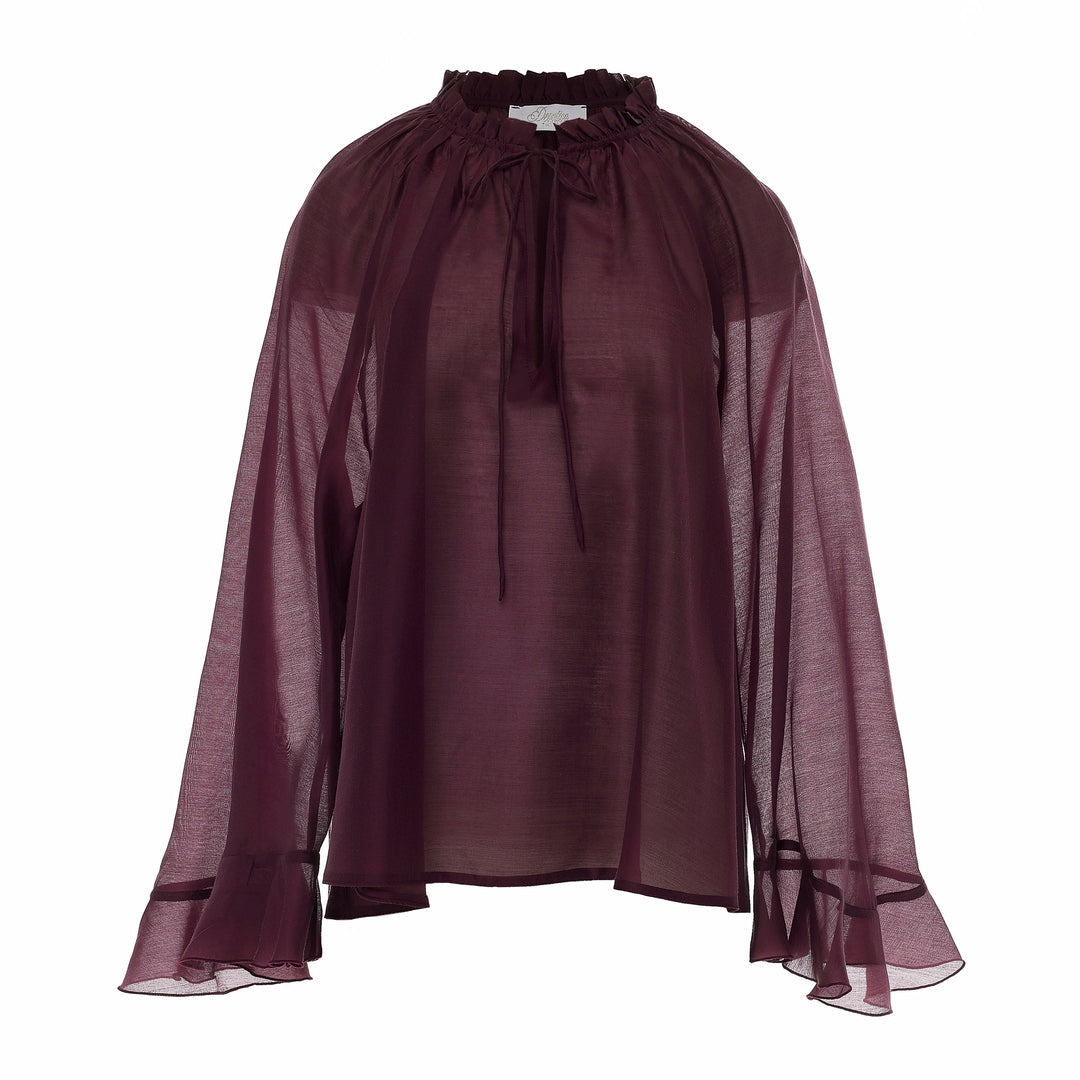 Devotion Twins VELVET grena blouse met flare mouwen 026.006G