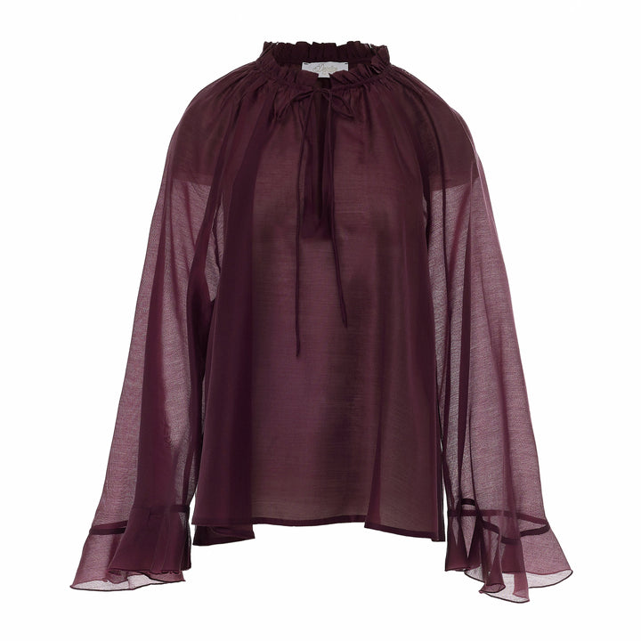 Devotion Twins VELVET grena blouse met flare mouwen 026.006G