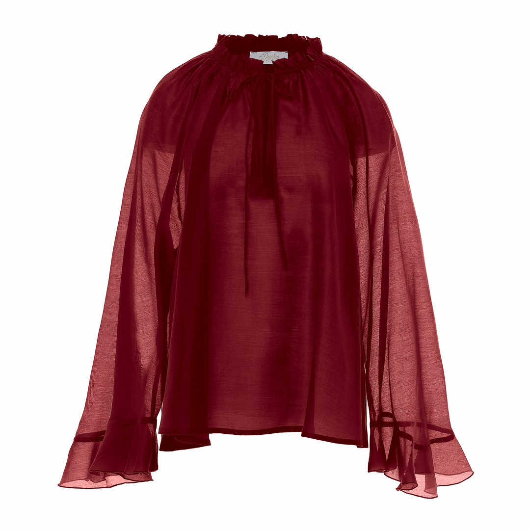 Devotion Twins VELVET rosewine blouse met flare mouwen 026.006G