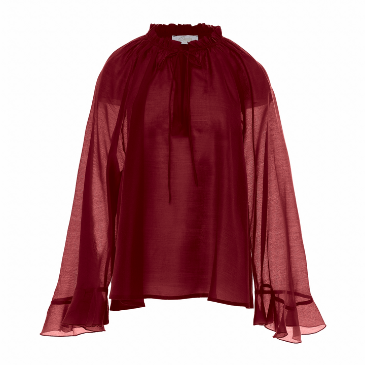 Devotion Twins VELVET rosewine blouse met flare mouwen 026.006G