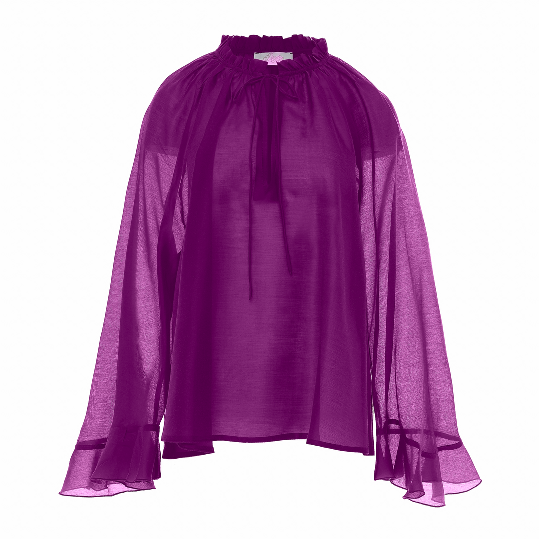 Devotion Twins VELVET violet blouse met flare mouwen 026.006G