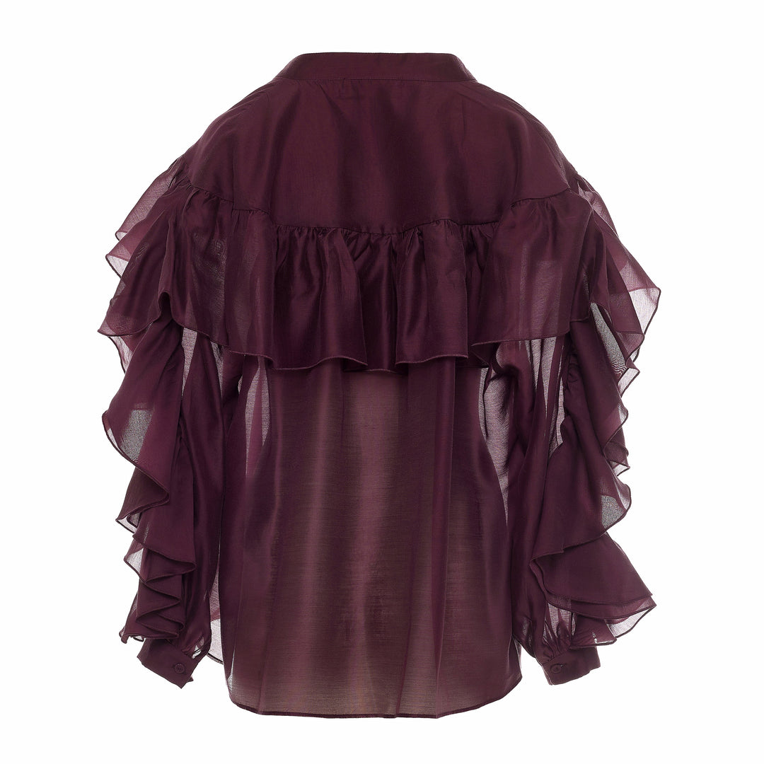 Devotion Twins SUEDE grena blouse met ruches 026.008G