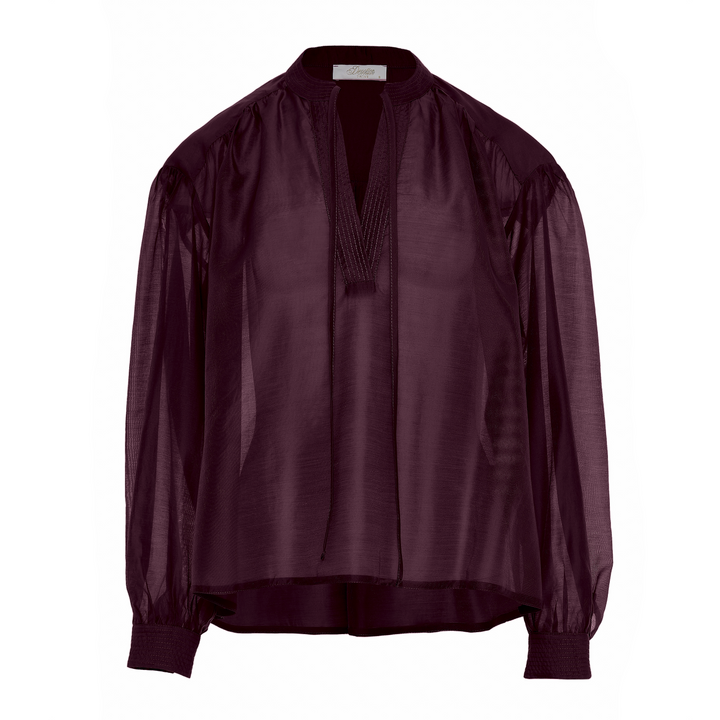 Devotion Twins POLISHED blouse grena met strikhals 026.009G