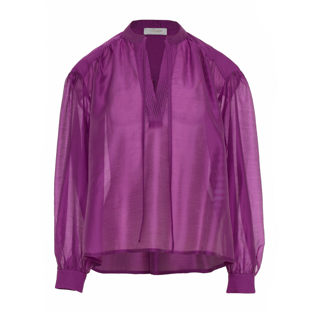 Devotion Twins POLISHED blouse violet met strikhals 026.009G