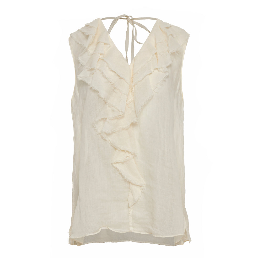 Devotion Twins ELARIA offwhite ramie mouwloze blouse 026.010G